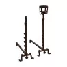 Pair of large andirons (landiers) in wrought iron. Probably … - Moinat - Firedogs, Andirons