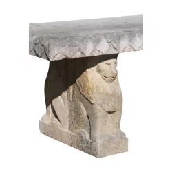 Verona marble bench with lion-shaped feet. Era