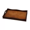 Wooden tray with embossed tan leather voucher. Early 20th... - Moinat - Plates