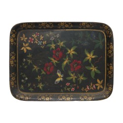 Plateau en tôle peinte de forme rectangulaire avec décor …