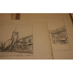 Lot von 40 Stichen „Ansichten von Lausanne“ von Charles Vuillermet …