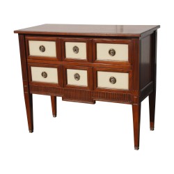 Commode de style Louis XVI à 2 tiroirs à traverse fermant à …