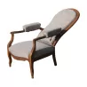 Voltaire armchair in walnut with adjustable backrest, covered in - Moinat - Armchairs