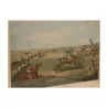 engraving “A steeple chase” representing a horse race, … - Moinat - Prints, Reproductions