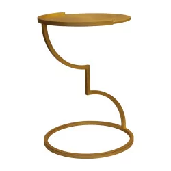 Säulentisch aus Metall, Blattkupfer-Finish n