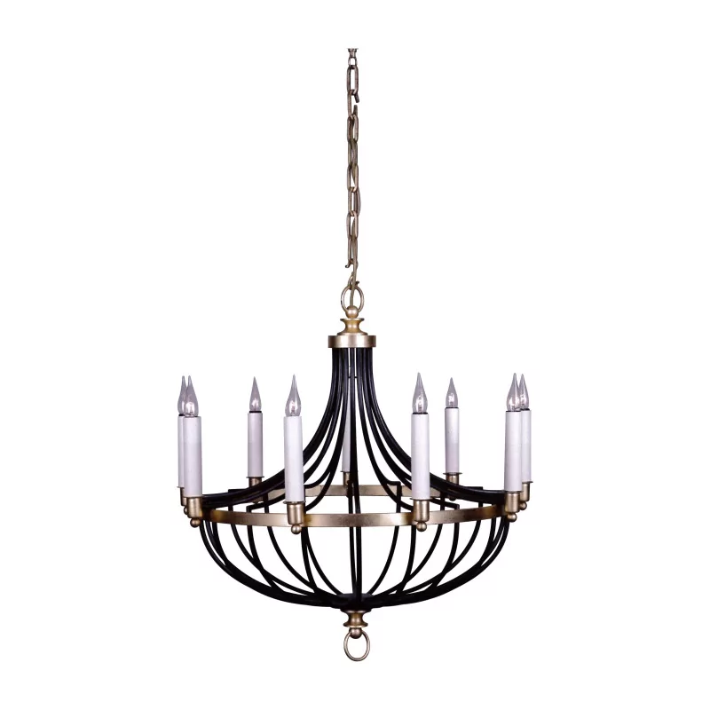 “Gaston” chandelier in painted wrought iron, with 9 lights. - Moinat - Chandeliers, Ceiling lamps