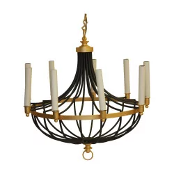 “Gaston” chandelier in painted wrought iron, with 9 lights.