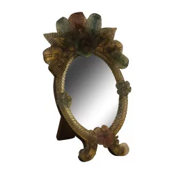 Petit miroir chevalet en verre de Murano coloré avec un noeud …
