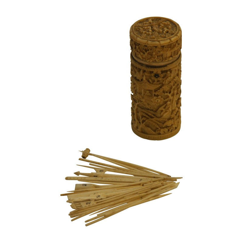 Jeu de bâtonnets (cure-dents) en ivoire dans une boite … - Moinat - Accessoires de décoration Jeu de bâtonnets (cure-dents) en ivoire dans une boite … - Moinat - Accessoires de décoration