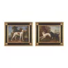 Pair of paintings “Dogs”, oil on canvas handmade by … - Moinat - Painting - Miscellaneous