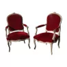 一对路易十五平背扶手椅，模制并雕刻有 - Moinat - VE2022/1