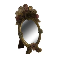 Petit miroir chevalet en verre de Murano coloré