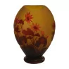 Gallé 花瓶，红色花朵装饰，重新抛光脚。法国 … - Moinat - 箱, 瓮, 花瓶