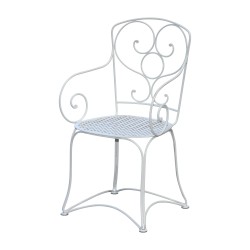 Armchair model Anières in wrought iron with seat in sheet metal