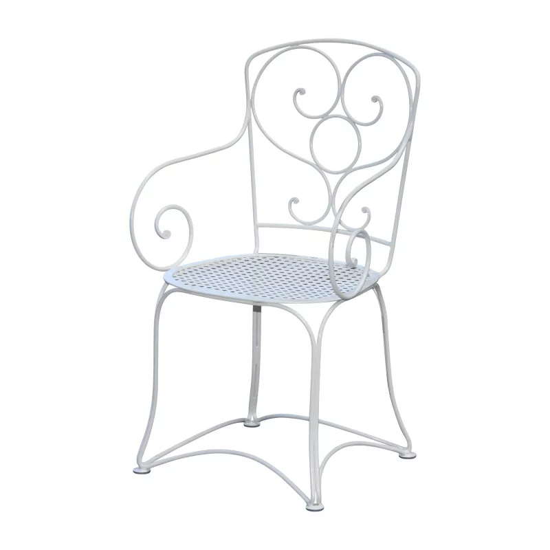 Armchair model Anières in wrought iron with seat in sheet metal - Moinat - Heritage