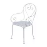 Armchair model Vichy in wrought iron with seat in sheet metal - Moinat - Heritage