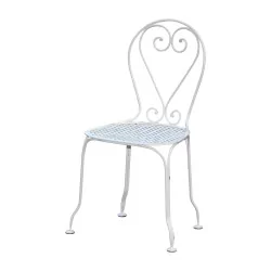 Stuhl Modell Vincennes aus Schmiedeeisen mit Sitz aus Blech