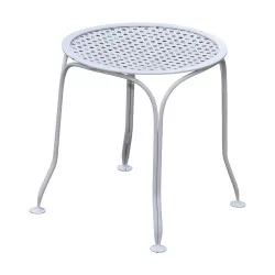 Valvy model stool in wrought iron with sheet metal seat