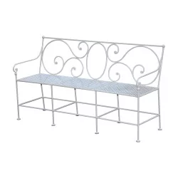 Mésange model bench in wrought iron, straight seat and back,