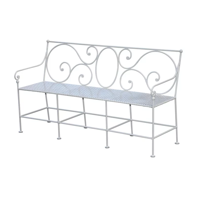 Mésange model bench in wrought iron, straight seat and back, - Moinat - Heritage