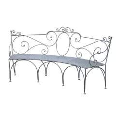 Hermance model bench in wrought iron, seat and back in