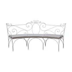 Hermance model bench in wrought iron, seat and back in