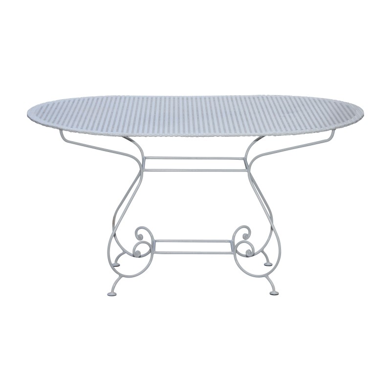 Vincy 型号锻铁椭圆形桌子，带金属板顶部…… - Moinat - Tables