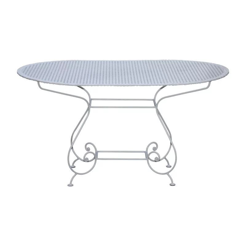 Vincy model oval table in wrought iron with sheet metal top … - Moinat - Heritage