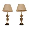 Pair of Louis XVI, Napoleon III candlesticks mounted as lamps... - Moinat - Candleholders, Candlesticks