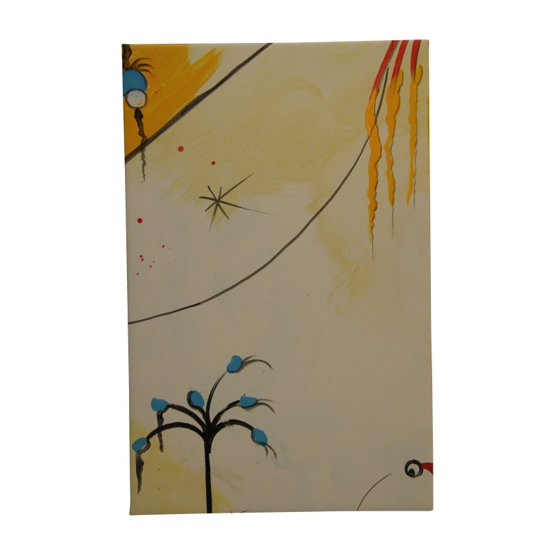 Dekorationsmalerei im Geiste von Miro, gemalt auf Leder, … - Moinat - Gemälden - Verschieden