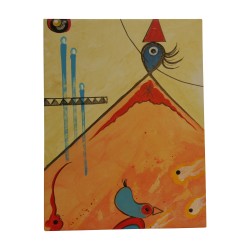 Dekorationsmalerei im Geiste von Miro, gemalt auf Leder, …