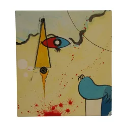 Dekorationsmalerei im Geiste von Miro, gemalt auf Leder, …