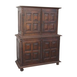 sideboard 2 twisted Louis XIII bodies, 4 doors with panels and …