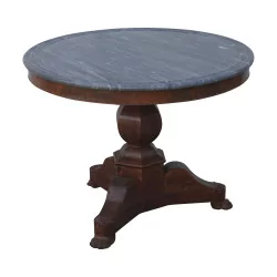 Empire pedestal table, round shape with molded marble top...