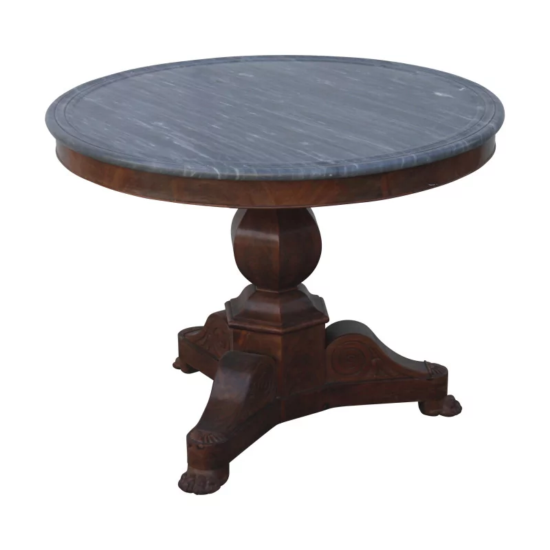 Empire pedestal table, round shape with molded marble top... - Moinat - End tables, Bouillotte tables, Bedside tables, Pedestal tables