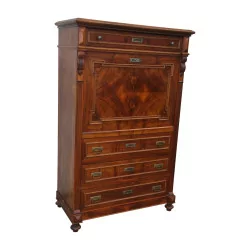 Henri II secretaire with 4 drawers and 1 flap, in walnut and …