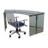 Bureau moderne en verre, forme arrondie. Italie, vers 1970 - Moinat - Bureaux plats