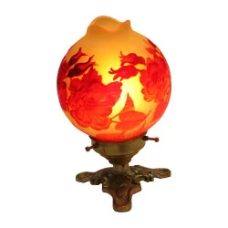Small ball lamp in glass paste, with bronze base, …