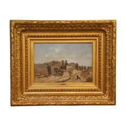 Картина, холст, масло «Альпийские охотники», подпись Эдуарда…
