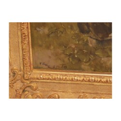 Tableau huile sur toile “Garde-frontière et femme à la …