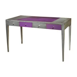 Desk with purple leather top, 2 drawers and 1 folding …