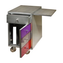 desk unit with 1 drawer and 1 door, metal finish …