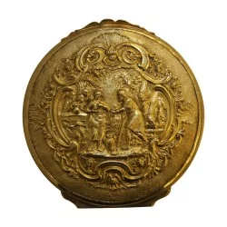 Boite ronde en argent vermeil (137 gr), poinçon dessous Cerf,