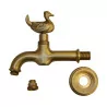 Duck fountain tap in satin golden brass. - Moinat - Fountains