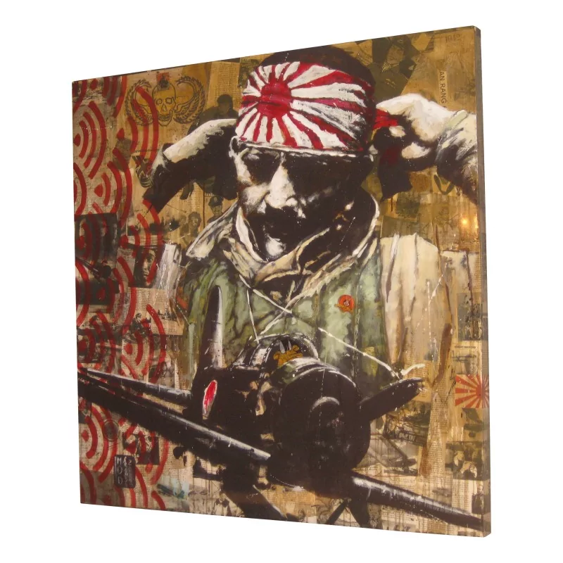 幅“神风敢死队”丙烯画，采用双组分树脂饰面…… - Moinat - 画 - 肖像