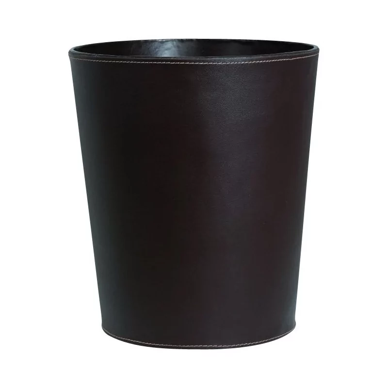 Wastepaper basket in dark brown imitation leather. - Moinat - Office accessories, Inkwells