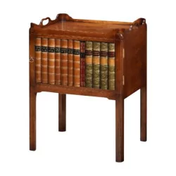 Bedside table with false books in mahogany.