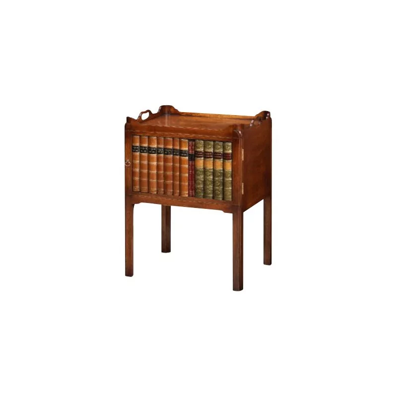 Bedside table with false books in mahogany. - Moinat - End tables, Bouillotte tables, Bedside tables, Pedestal tables