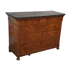 Louis-Philippe chest of drawers in burl ash with 4 drawers. Era …