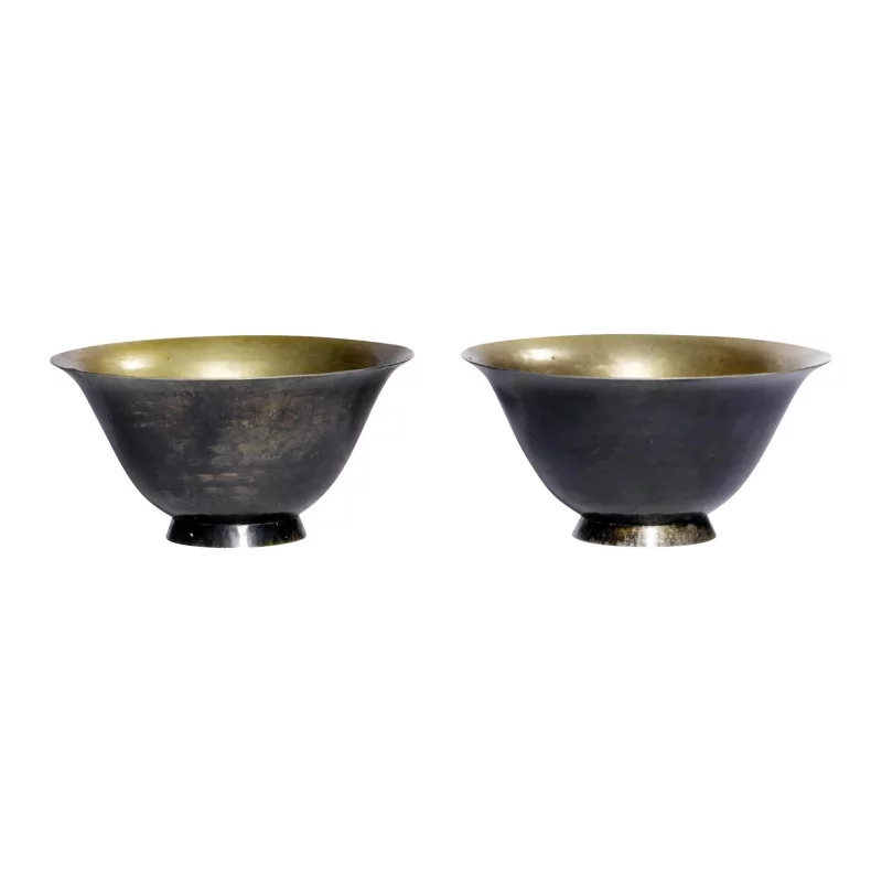 2 Tassen bilden ein Paar Jean Dunand, metallisch vergoldet … - Moinat - Schachtel, Urnen, Vasen